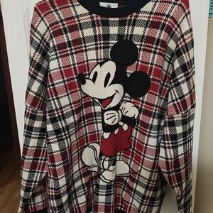 Disney Mickey Mouse Checkered Sweater - Red, Black, and White